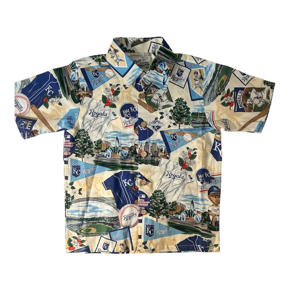 Kids Kansas City Royals Button Down Baseball Shirt Reyn Spooner Size Small